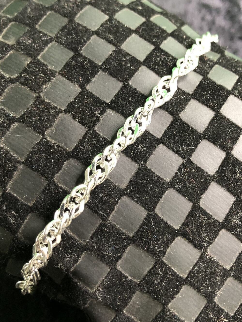 Sterling Silver 8” Twisted Chain Link Bracelet Diamond Cut Italian Milor 925